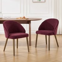 Wahson Esszimmerstühle 2er Set, Chenille Küchenstühle mit Massivholzbeinen, Moderne Polsterstühle für Esszimmer, Burgunderrot von WAHSON OFFICE CHAIRS