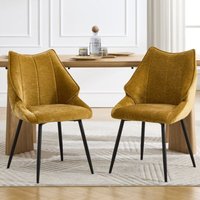 Wahson Esszimmerstühle 2er Set, Chenille Küchenstuhl mit Gesteppte Rückenlehne, Moderner Polsterstuhl mit Metallbeinen, Gelb Wahson Esszimmerstühle 2er Set, Chenille Küchenstuhl mit Gesteppte Rückenlehne, Moderner Polsterstuhl mit Metallbeinen, Gelb von WAHSON OFFICE CHAIRS