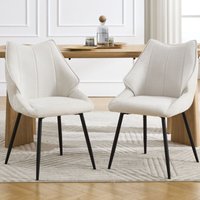 Wahson Esszimmerstühle 2er Set, Chenille Küchenstuhl mit Gesteppte Rückenlehne, Moderner Polsterstuhl mit Metallbeinen, Weiß Wahson Esszimmerstühle 2er Set, Chenille Küchenstuhl mit Gesteppte Rückenlehne, Moderner Polsterstuhl mit Metallbeinen, Weiß von WAHSON OFFICE CHAIRS