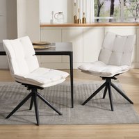 Wahson Esszimmerstühle 2er Set, Chenille Küchenstuhl mit Metallbeinen, Drehbar Polsterstuhl mit doppeltem Kissen, Beige von WAHSON OFFICE CHAIRS