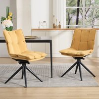 Wahson Esszimmerstühle 2er Set, Chenille Küchenstuhl mit Metallbeinen, Drehbar Polsterstuhl mit doppeltem Kissen, Gelb von WAHSON OFFICE CHAIRS