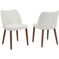Wahson Esszimmerstühle 2er Set, Leinen Küchenstühle mit Rückenlehne, Holz Akzentstühle für Küche und Wohnzimmer, Weiß von WAHSON OFFICE CHAIRS
