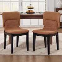 Wahson Esszimmerstühle 2er Set, PU-Leder Küchenstühle mit Holzbeinen, Moderne Patchwork Stühle aus Chenille, Braun Wahson Esszimmerstühle 2er Set, PU-Leder Küchenstühle mit Holzbeinen, Moderne Patchwork Stühle aus Chenille, Braun von WAHSON OFFICE CHAIRS