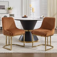 Wahson Esszimmerstühle 2er Set, Samt Stühle mit Lehne und goldenem Metallbein für Küche/Wohnzimmer, Braun Wahson Esszimmerstühle 2er Set, Samt Stühle mit Lehne und goldenem Metallbein für Küche/Wohnzimmer, Braun von WAHSON OFFICE CHAIRS