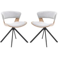 Wahson Esszimmerstühle 2er Set Holz modernes Armlehnstühl aus Leinen mit Stabiler Metallrahmen für Wohnzimmer, Grau von WAHSON OFFICE CHAIRS