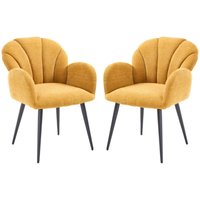Wahson Office Chairs - Wahson Esszimmerstühle 2er Set Küchenstühle mit Armlehnen Stuhl Esszimmer Polsterstühle mit Metallgestell, Chenille, Gelb von WAHSON OFFICE CHAIRS