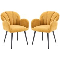 Wahson Esszimmerstühle 2er Set Küchenstühle mit Armlehnen Stuhl Esszimmer Polsterstühle mit Metallgestell, Chenille, Gelb von WAHSON OFFICE CHAIRS