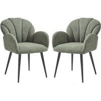Wahson Esszimmerstühle 2er Set Küchenstühle mit Armlehnen Stuhl Esszimmer Polsterstühle mit Metallgestell, Chenille, Grün von WAHSON OFFICE CHAIRS