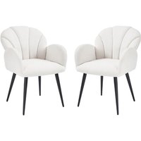 Wahson Esszimmerstühle 2er Set Küchenstühle mit Armlehnen Stuhl Esszimmer Polsterstühle mit Metallgestell, Chenille, Weiß von WAHSON OFFICE CHAIRS