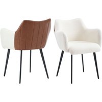 Wahson Esszimmerstühle 2er Set Küchenstuhl mit Armlehne Moderner Polsterstuhl für Esszimmer, Weiß von WAHSON OFFICE CHAIRS