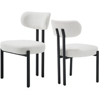Wahson Esszimmerstühle 2er Set Teddystoff Küchenstuhl mit schwarzen Metallbeinen, Polsterstühle für Esszimmer,Weiß von WAHSON OFFICE CHAIRS