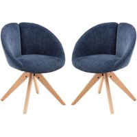 Wahson Esszimmerstühle 2er Set aus Chenille 360°Drehstuhl mit Holzbeinen, Armlehnstuhl mit gebogener Rückenlehne, Blau Wahson Esszimmerstühle 2er Set aus Chenille 360°Drehstuhl mit Holzbeinen, Armlehnstuhl mit gebogener Rückenlehne, Blau von WAHSON OFFICE CHAIRS