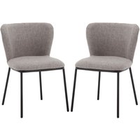 Wahson Esszimmerstühle 2er Set aus Leinen, Küchenstühle mit Metallgestell, Moderne Polsterstuhl ohne Armlehne, Grau von WAHSON OFFICE CHAIRS