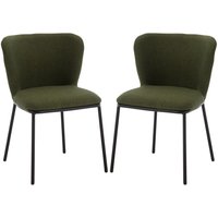 Wahson Esszimmerstühle 2er Set aus Leinen, Küchenstühle mit Metallgestell, Moderne Polsterstuhl ohne Armlehne, Grün von WAHSON OFFICE CHAIRS