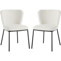 Wahson Esszimmerstühle 2er Set aus Teddystoff, Küchenstühle mit Metallgestell, Moderne Polsterstuhl ohne Armlehne Essstühle für Esszimmer, Weiß von WAHSON OFFICE CHAIRS