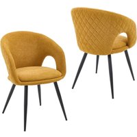 Wahson Esszimmerstühle 2er Set stilvollen Chenille weich gepolsterte Lounge-Stühle mit Diamant-Gitter-Design für Esszimmer/Wohnzimmer, Gelb von WAHSON OFFICE CHAIRS