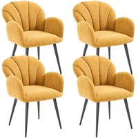 Wahson Esszimmerstühle 4er Set Küchenstühle mit Armlehnen Stuhl Esszimmer Polsterstühle mit Metallgestell, Chenille, Gelb von WAHSON OFFICE CHAIRS