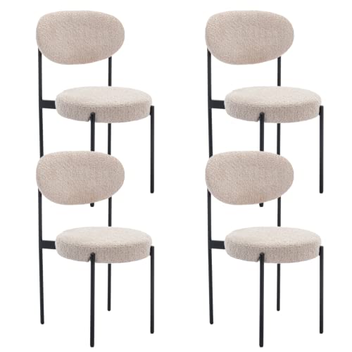 Wahson Esszimmerstühle 4er Set Polsterstühle Teddystoff mit Metallbeine Moderner Küchenstuhl für Esszimmer/Wohnzimmer, Khaki von WAHSON OFFICE CHAIRS