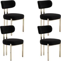 Wahson Esszimmerstühle 4er Set Teddystoff Küchenstuhl mit Goldene Metallbeinen, Polsterstühle für Esszimmer, Schwarz von WAHSON OFFICE CHAIRS