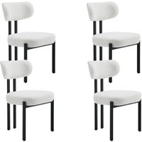 Wahson Esszimmerstühle 4er Set Teddystoff Küchenstuhl mit schwarzen Metallbeinen, Polsterstühle für Esszimmer,Weiß von WAHSON OFFICE CHAIRS
