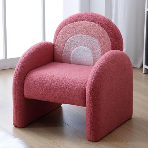 Wahson Kindersessel aus Teddystoff gepolsterter Kinderstuhl mit Armlehne Kindercouch Kindersofa für Kinderzimmer/Spielzimmer, Rosa von WAHSON OFFICE CHAIRS