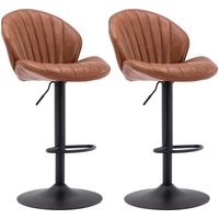 Wahson Office Chairs - 2er Set Barhocker moderner Bistrohocker mit Lehne höhenverstellbar Barstuhl für Kücheninsel, PU-Leder, Braun von WAHSON OFFICE CHAIRS