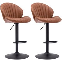 Barhocker höhenverstellbar für Kücheninsel moderne aus PU-Leder mit Lehne Barstuhl Braun 2er Set Wahson von WAHSON OFFICE CHAIRS