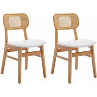 Wahson Office Chairs - 2er Set Esszimmerstühle Rattansessel Küchenstuhl mit Massivholzbeinen Esszimmer, Weiß von WAHSON OFFICE CHAIRS