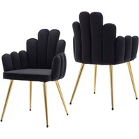 2er Set Esszimmerstühle Samt Polsterstuhl mit Metallbeine Küchenstuhl mit Rückenlehne für Esszimmer, Schwarz von WAHSON OFFICE CHAIRS