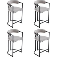 Barhocker 4er Set Samt Küchenhocker Barstühle mit schwarzen Metallbeinen Moderne Bistrohocker Frühstückshocker für Küche, Grau von WAHSON OFFICE CHAIRS
