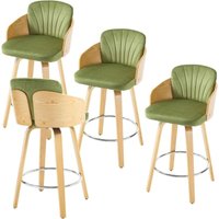 Barhocker für Küche Esszimmer Wohnzimmer Drehbar aus Samt mit Holzbeinen Gepolsterte Grün 4er Set Wahson von WAHSON OFFICE CHAIRS