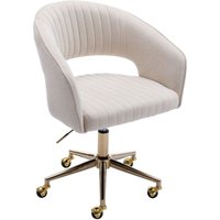 Bürostuhl ergonomisch aus Chenille Schreibtischstuhl mit Armlehne Drehstuhl mit Rollen für Arbeitszimmer, Beige von WAHSON OFFICE CHAIRS