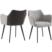Wahson Esszimmerstühle 2er Set Küchenstuhl mit Armlehne Moderner Polsterstuhl für Esszimmer, Grau von WAHSON OFFICE CHAIRS
