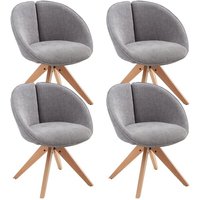 Wahson Esszimmerstühle 4er Set aus Chenille 360°Drehstuhl mit Holzbeinen, Armlehnstuhl mit gebogener Rückenlehne, Grau von WAHSON OFFICE CHAIRS