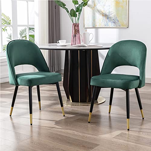 Wahson Samt Esszimmerstühle 2er Set Modern Seitenstühle Küchenstühle mit Metallbeinen Polsterstuhl für Esszimmer/Wohnzimmer/Küche, Grün von WAHSON OFFICE CHAIRS