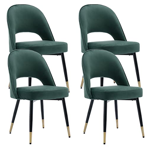 Wahson Samt Esszimmerstühle 4er Set Modern Seitenstühle Küchenstühle mit Metallbeinen Polsterstuhl für Esszimmer/Wohnzimmer/Küche, Grün von WAHSON OFFICE CHAIRS