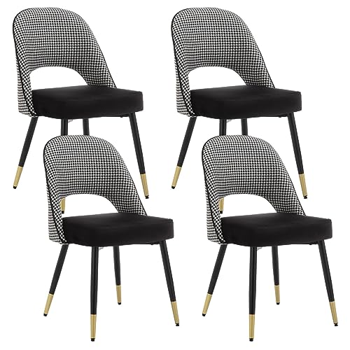 Wahson Samt Esszimmerstühle 4er Set Modern Seitenstühle Küchenstühle mit Metallbeinen Polsterstuhl für Esszimmer/Wohnzimmer/Küche, Schwarz von WAHSON OFFICE CHAIRS