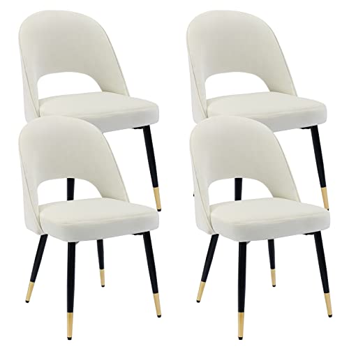 Wahson Samt Esszimmerstühle 4er Set Modern Seitenstühle Küchenstühle mit Metallbeinen Polsterstuhl für Esszimmer/Wohnzimmer/Küche，Beige von WAHSON OFFICE CHAIRS