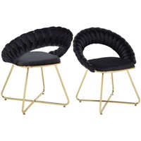 Wahson Sessel Samt Akzentstuhl mit gewebter Rückenlehne, Loungesessel Wohnzimmerstuhl mit Metallbeinen für Schlafzimmer, Schwarz von WAHSON OFFICE CHAIRS
