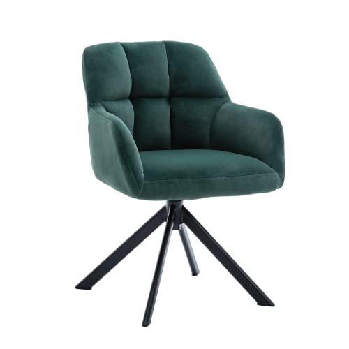 Wahson Sessel Samt Schreibtischstuhl Drehstuhl ohne Rollen Modern Polsterstuhl für Home Office/Schlafzimmer/Wohnzimmer (Lehnstuhl,Grün) von WAHSON OFFICE CHAIRS