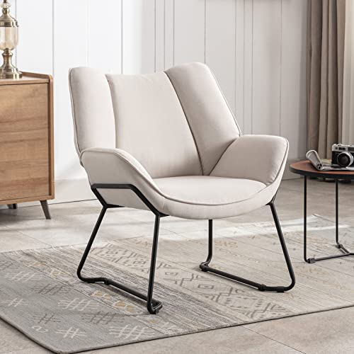 Wahson Sessel Wohnzimmer Einzelsofa Loungesessel modern Relaxsessel mit Metallbeinen, Leinen, für Wohnzimmer/Schlafzimmer, Beige von WAHSON OFFICE CHAIRS