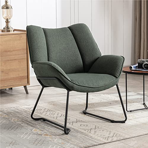 Wahson Sessel Wohnzimmer Einzelsofa Loungesessel modern Relaxsessel mit Metallbeinen, Leinen, für Wohnzimmer/Schlafzimmer, Grün von WAHSON OFFICE CHAIRS