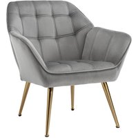 Wahson Office Chairs - Wahson Sessel Wohnzimmer gepolsterter Ohrensessel mit Metallbeinen moderner Armlehnstuhl, Samt, Grau von WAHSON OFFICE CHAIRS
