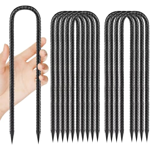 Bodenanker-Trampolin-U-Form, Zeltheringe 30cm Erdanker Bodenanker Schwarz Heringe ErdnäGel Stabil Zelt Metall Haken für Camping Die Sicherung Von Zaun Zelten Gartenarbeit Usw 10pcs von WAIMDIKUL