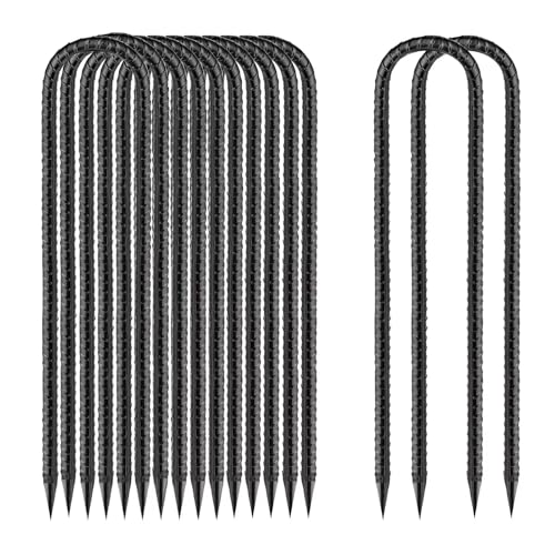 Bodenanker-Trampolin-U-Form, Zeltheringe 30cm Erdanker Bodenanker Schwarz Heringe ErdnäGel Stabil Zelt Metall Haken für Camping Die Sicherung Von Zaun Zelten Gartenarbeit Usw 12pcs von WAIMDIKUL