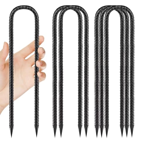Bodenanker-Trampolin-U-Form, Zeltheringe 30cm Erdanker Bodenanker Schwarz Heringe ErdnäGel Stabil Zelt Metall Haken für Camping Die Sicherung Von Zaun Zelten Gartenarbeit Usw 6pcs von WAIMDIKUL