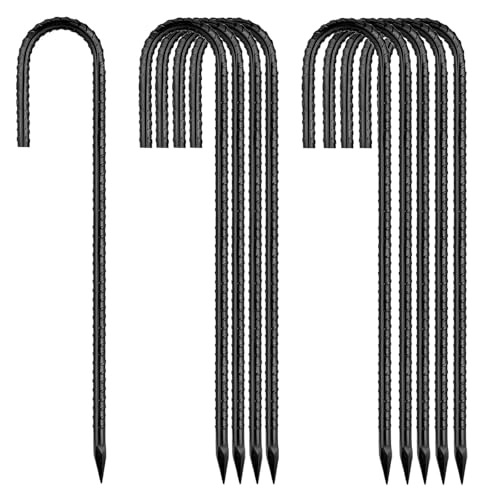 Erdanker-Bodenanker-30cm, Zeltheringe Schwarz J-förmige Heringe ErdnäGel Stabil Bodenanker Trampolin Zelt Metall Haken für Camping Die Sicherung Von Zaun Zelten Gartenarbeit Usw 10pcs von WAIMDIKUL