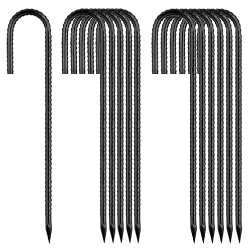 Erdanker-Bodenanker-30cm, Zeltheringe Schwarz J-förmige Heringe ErdnäGel Stabil Bodenanker Trampolin Zelt Metall Haken für Camping Die Sicherung Von Zaun Zelten Gartenarbeit Usw 12pcs von WAIMDIKUL