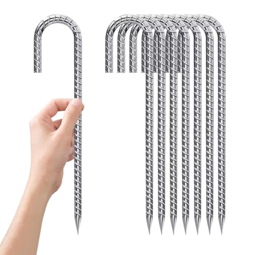 Erdanker-Bodenanker-30cm, Zeltheringe Verzinkt J-förmige Heringe ErdnäGel Stabil Bodenanker Trampolin Zelt Metall Haken für Camping Die Sicherung Von Zaun Zelten Gartenarbeit Usw 8pcs von WAIMDIKUL