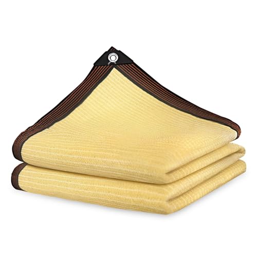 Schattiernetz-Gewächshaus-mit-ösen, Beige Schattennetz 2x2m 70% Shading Rate UV-Beständiges Sonnenschutz Terrasse für Hühnerstall Garten Outdoor Sonnennetz von WAIMDIKUL